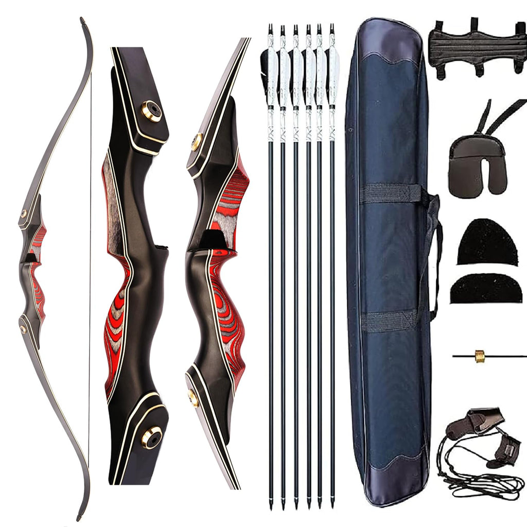 Pmz Recurve Bow And Arrow Set, Newset Professional Aldults Archery Hunting Bow Kit, 60'' Wooden Takedown Bow, For Youth Beginner