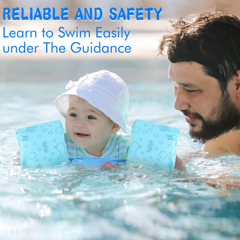 Double Couple Toddler Swim Vest With Sleeves Cartoon Adjustable Strap Swimming Jacket Pool Floaties For Kids 20-50 Pounds Boys A