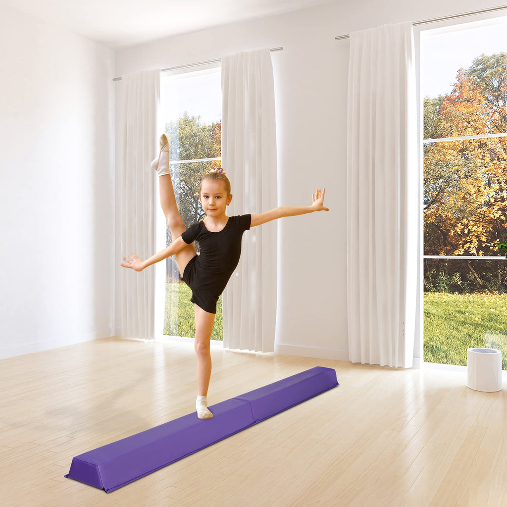 F2C 6Ft Folding Gymnastic Balance Beam, Anti-Slip Base Floor Foam Balance Beam Bar, Gymnastics Equipment For Beginners Practice