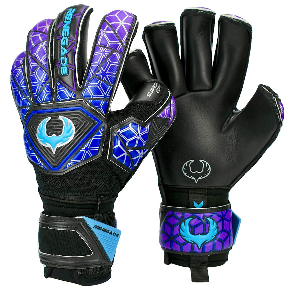 Renegade Gk Vortex Strom Goalie Gloves  3.5+3Mm Hyper Grip & 4Mm Duratek  Black, Purple, & Blue Soccer Goalkeeper Gloves (Size 7