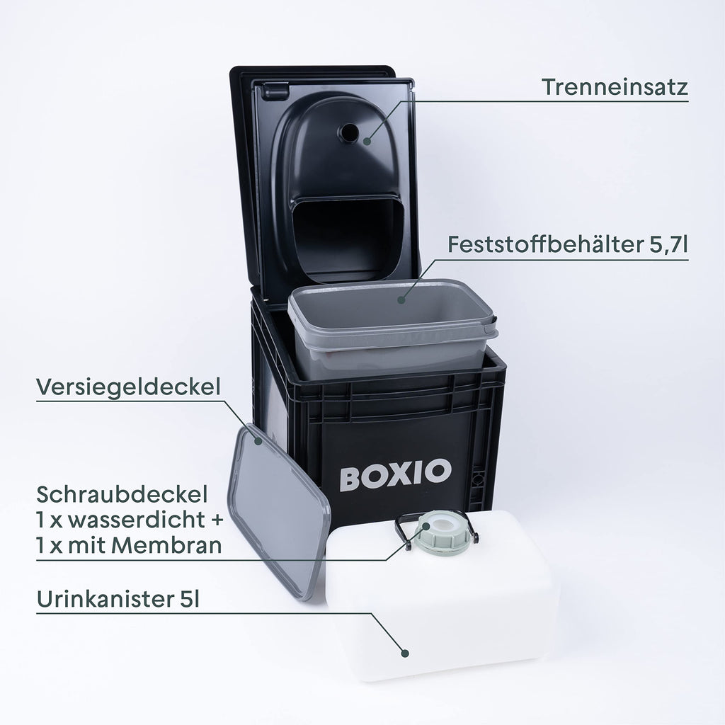 Boxio Toilet Max+ Starter Kit, Portable Camping Toilet, Composting Toilet 14,7 X 11,8 X 11,0, Made In Germany