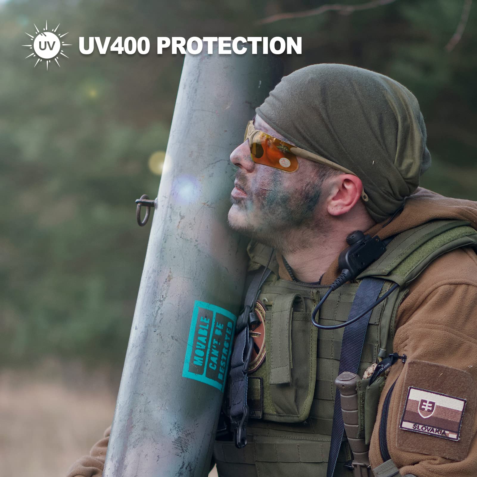 Xaegistac Shooting Glasses With Case Anti Fog Hunting Safety Glasses For Men Women (Yellow Lens-Khaki Frame)