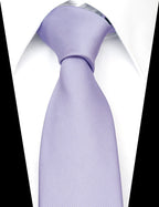 Zenxus Solid Skinny Ties For Men, 25 Inch Slim Lilac Lavender Ties Bulk For Wedding And Activities, 5-Pack