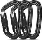Locking Climbing Carabiners Heavy Duty - Favofit Uiaa Certified 25Kn (5620 Lbs) Rock Climbing Clips For Climbers - Large Caribea