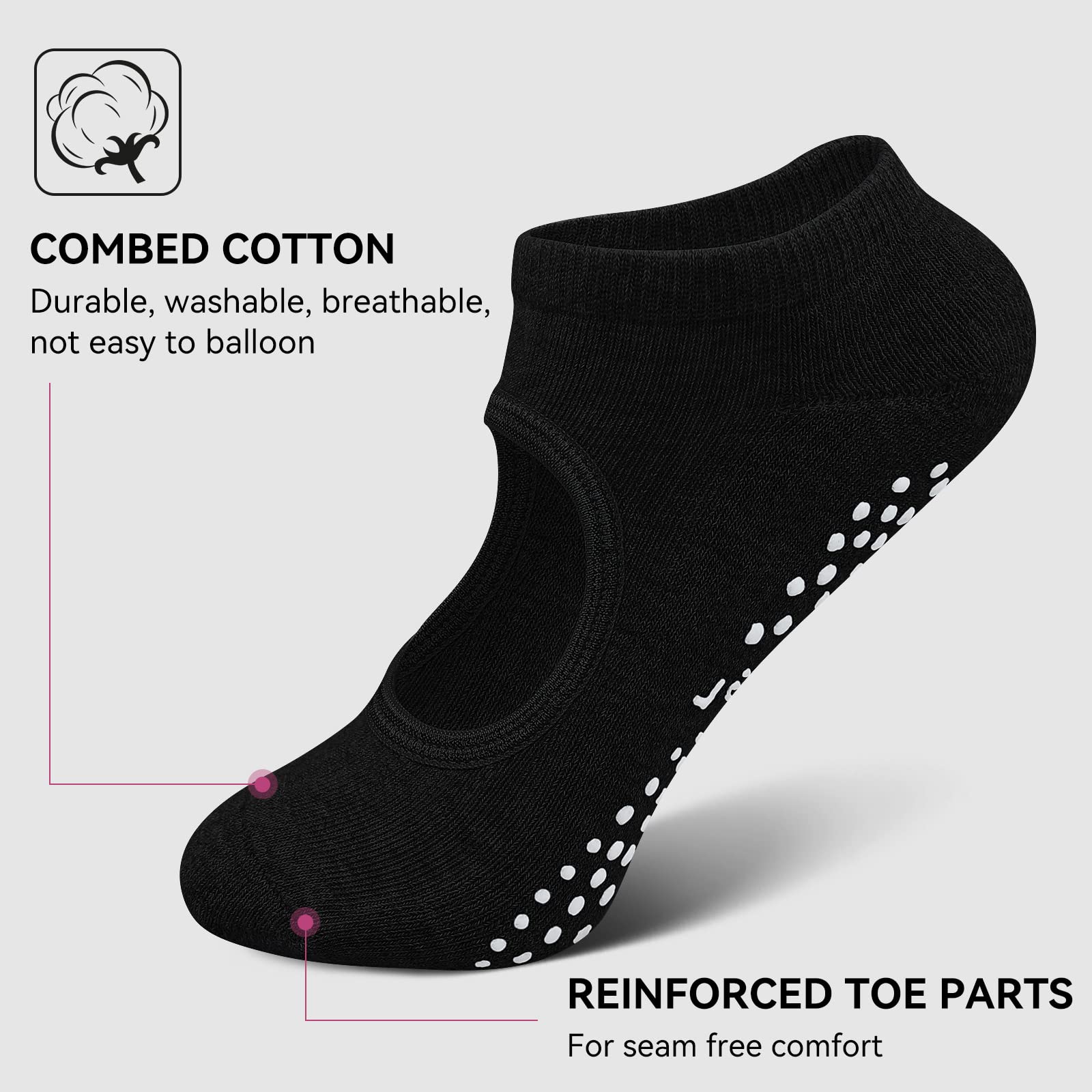 Yoga Socks Non Slip Skid Socks With Grips Pilates Ballet Barre Socks For Women