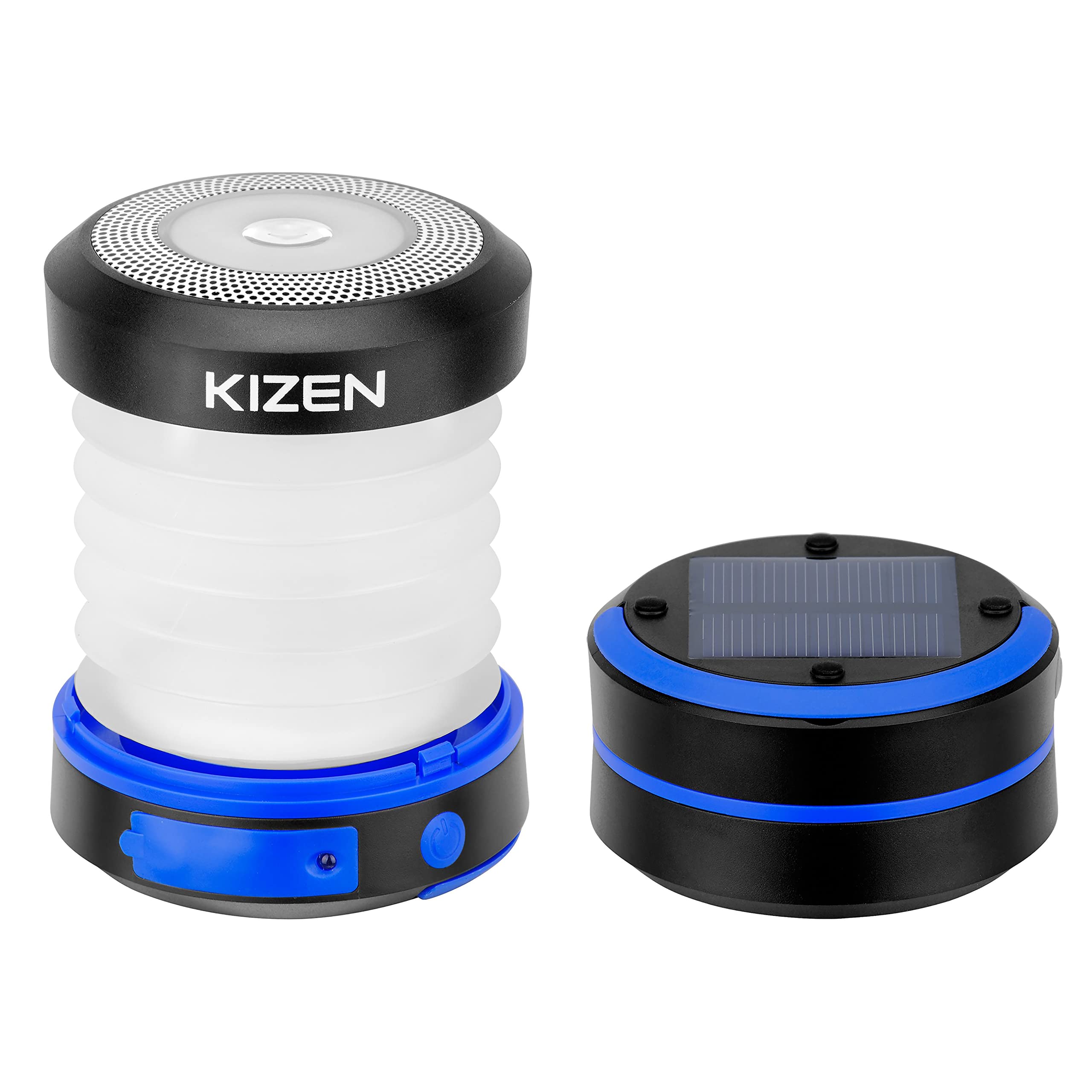 KIZEN Solar Lantern - Collapsible LED Camping Lantern - Rechargeable Solar - USB Portable Lamp and Phone Charger for Emergency, 