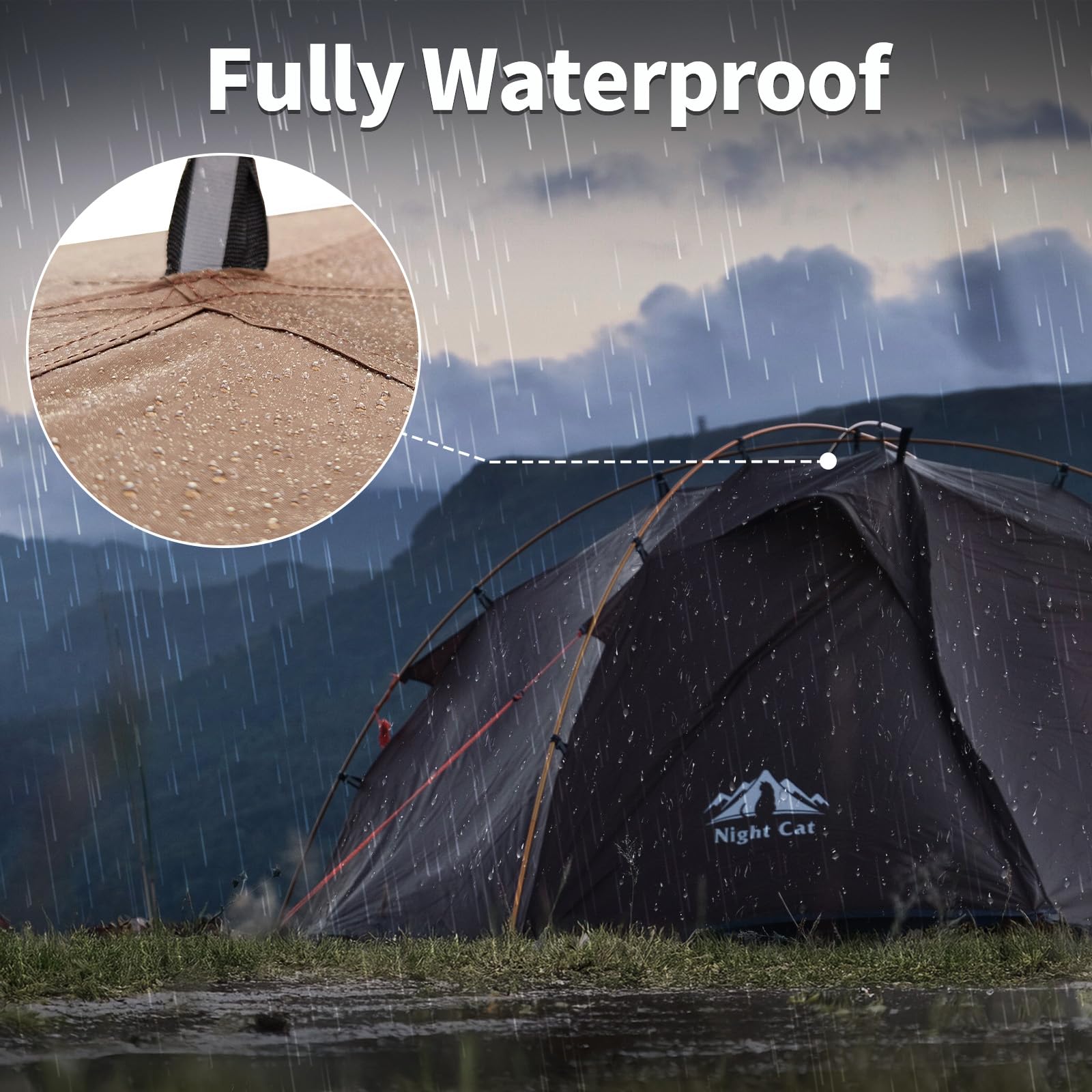 Night Cat Backpacking Tent 2 Person Lightweight Camping Tent With Foldable Pole, Lightweight Fast Setup Double Layers Waterproof