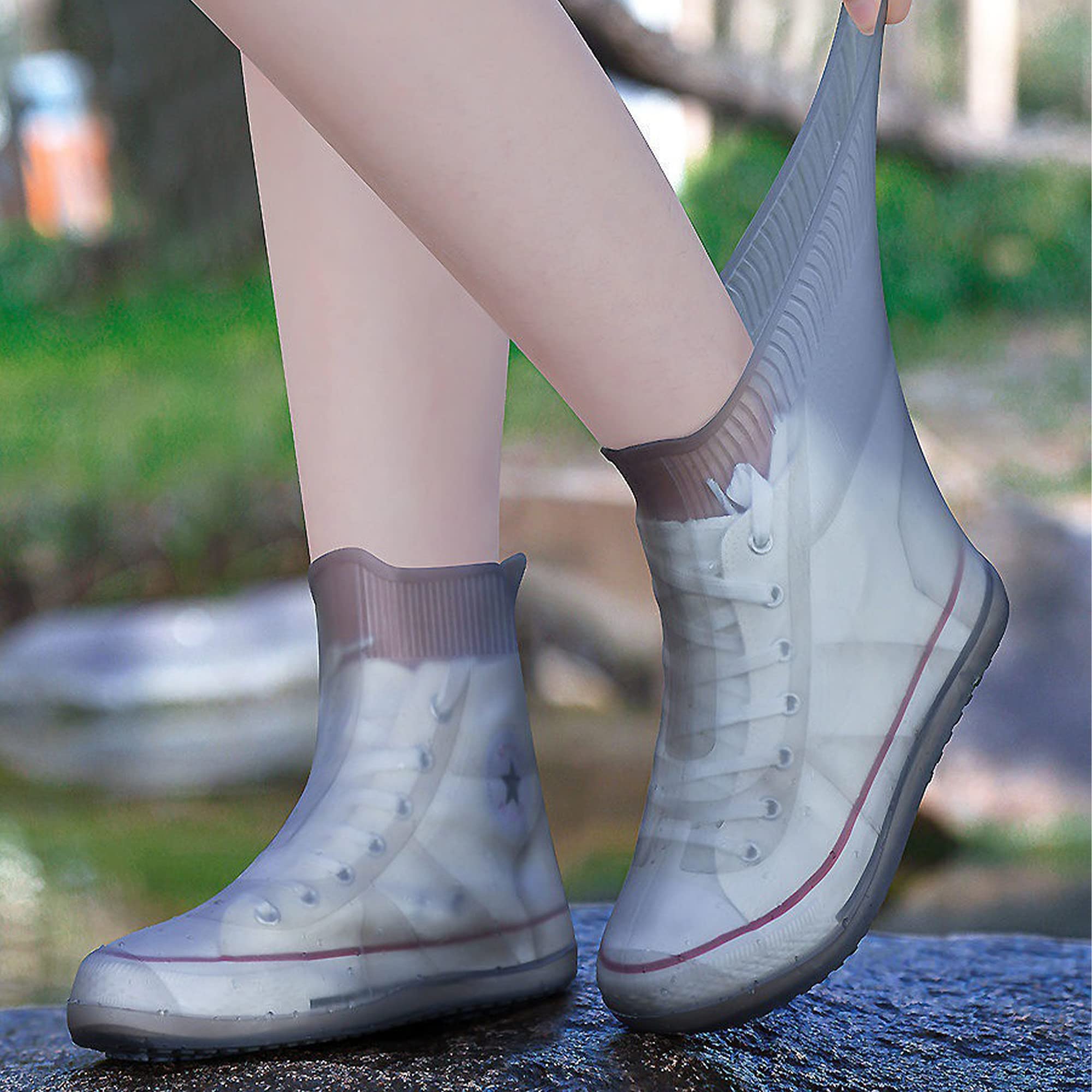 Soogree Shoe Covers Waterproof Rain Shoes Covers Reusable Foldable Rain Boots Slip Resistant Rubber Sole Overshoes Protectors Fo