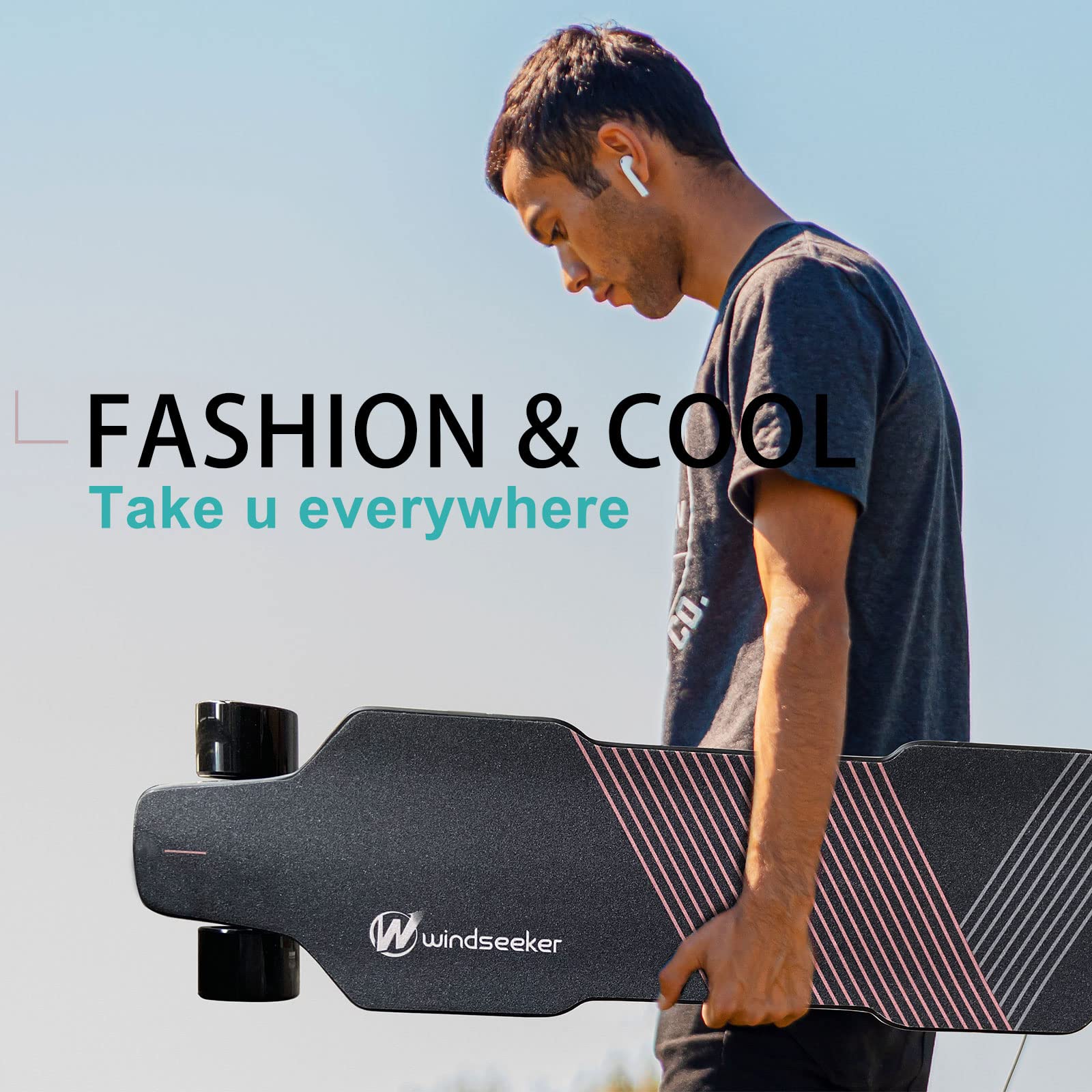 Electric Skateboard,Electric Longboard With Lcd Remote Control For Beginners, 350W Brushless Motor, Max 12.4 Mph,5 Miles Range,