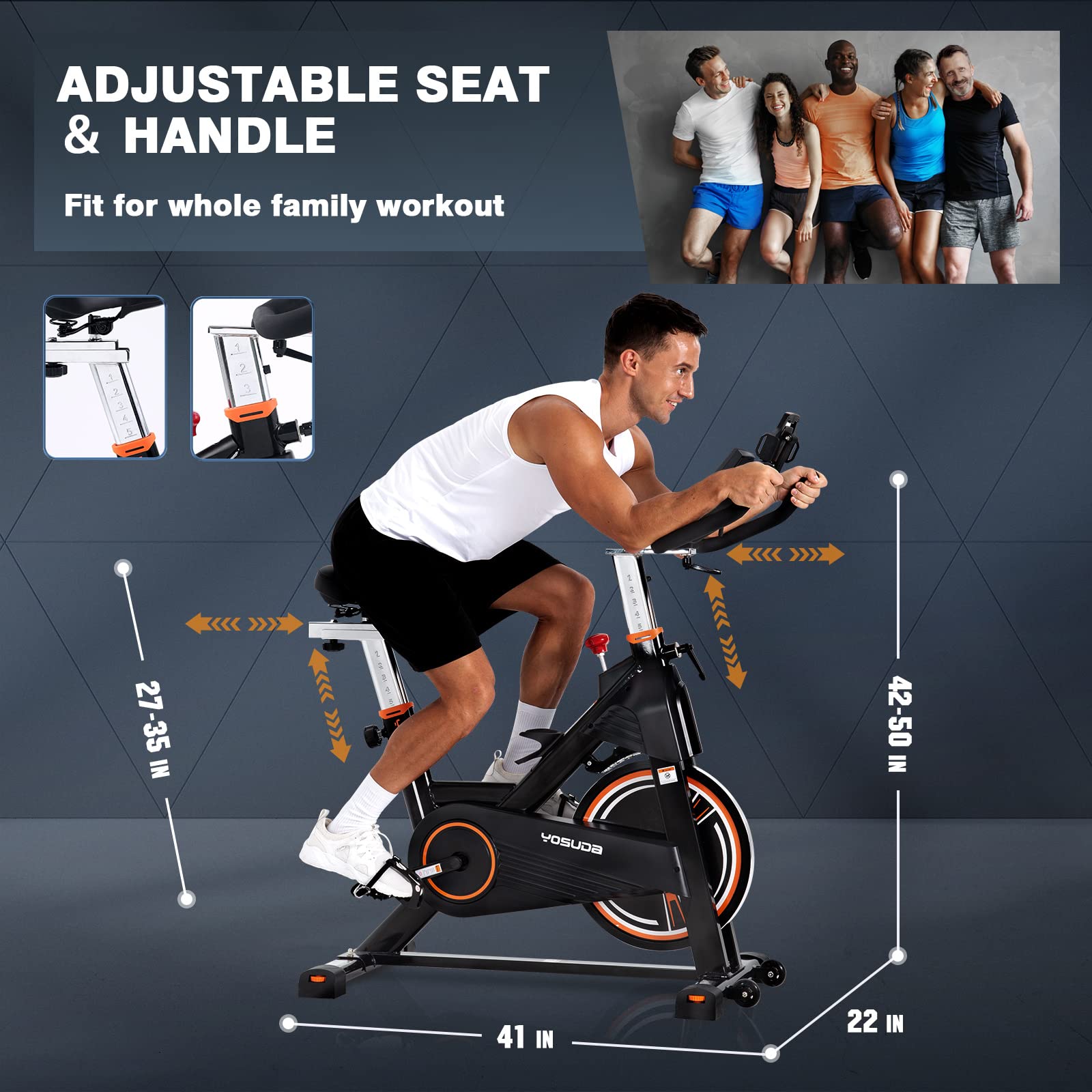 Yosuda Pro Magnetic Exercise Bike 350 Lbs Weight Capacity - Indoor Cycling Bike Stationary With Comfortable Seat Cushion, Silent