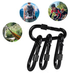 Bewishome 4 Pack Carabiner Solid Metal D Clips Black Carabiner With Heavy Duty 500Lbs Screw Gate Multifunctional Hammock Locking
