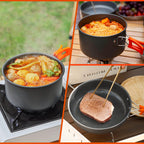 Gutsdoor Camping Cookware Set Lightweight Backpacking Mess Kit, Non-Stick Cooking Equipment Camping Pots And Pans Set With Stora