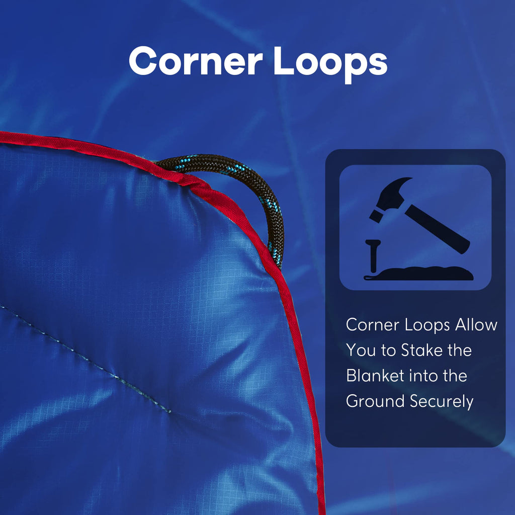 Unikome Outdoor Packable Travel Blanket, Lightweight Waterproof Puffy Down Alternative Camping Blanket With Corner Loops, 75'X52