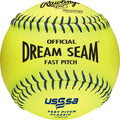 Rawlings | Official DREAM SEAM Fastpitch Softballs | USSSA | 12 Pro Leather Cover | C12BYLUC | 12 Count