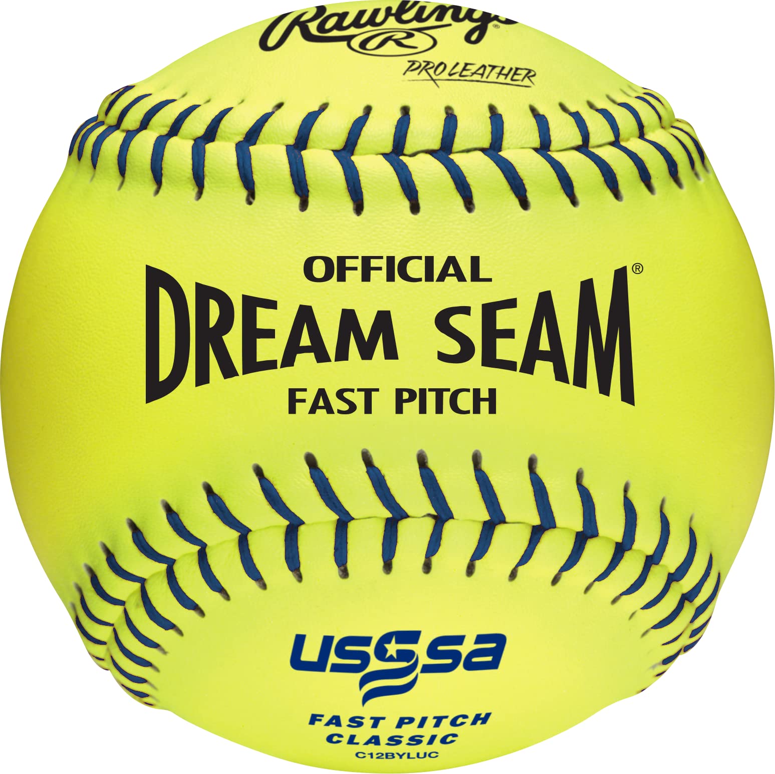 Rawlings | Official DREAM SEAM Fastpitch Softballs | USSSA | 12 Pro Leather Cover | C12BYLUC | 12 Count