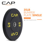 Cap Barbell Budget Olympic Bumper Plate With Yellow Logo, Black, 35 Lb Single