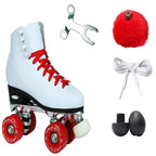 Epic Skates Classic High-Top Quad Roller Skates With Red Wheels, Ladies 8