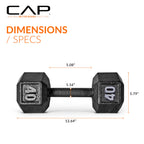 CAP Barbell 40 LB Cast Iron Hex Dumbbell Hand Weight - Pair | Black