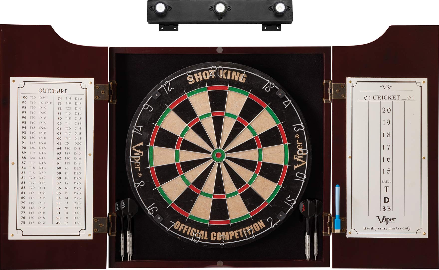 Viper By Gld Products Viper Hudson All-In-One Dart Center & Shadow Buster Dartboard Light Bundle, Black