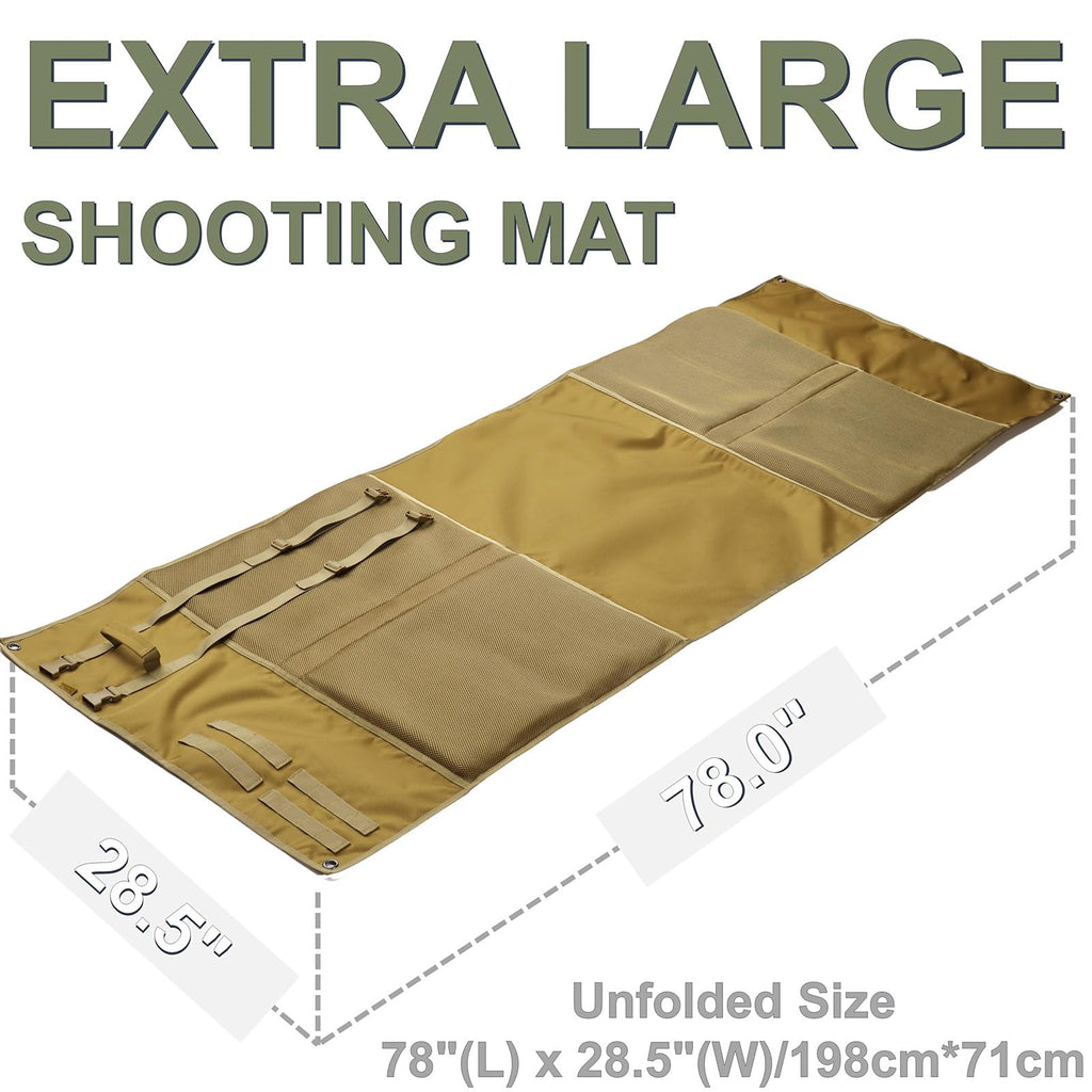 Deyace Shooting Mats Prone Padded, Extra Large Portable Roll Up Shooting Padded Mat For Range Shooting And Hunting (Tan)