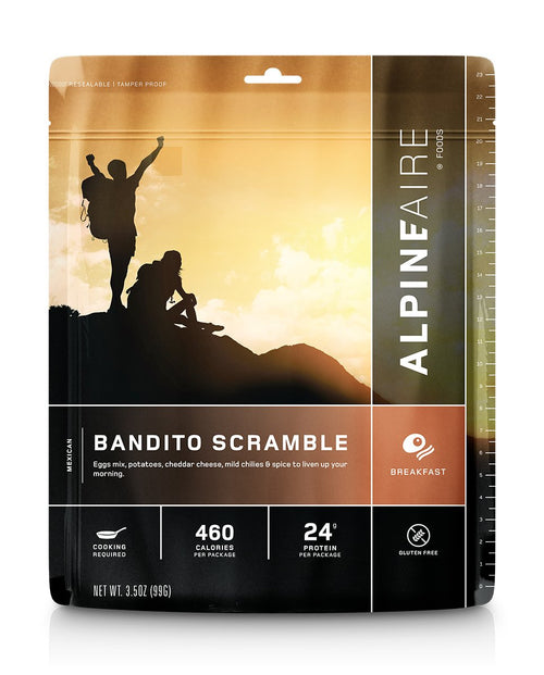 AlpineAire Bandito Egg Scramble Freeze Dried/Dehydrated Breakfast Meal Pouch, add Water and Cook in pan, 2-Servings per Pouch, 1