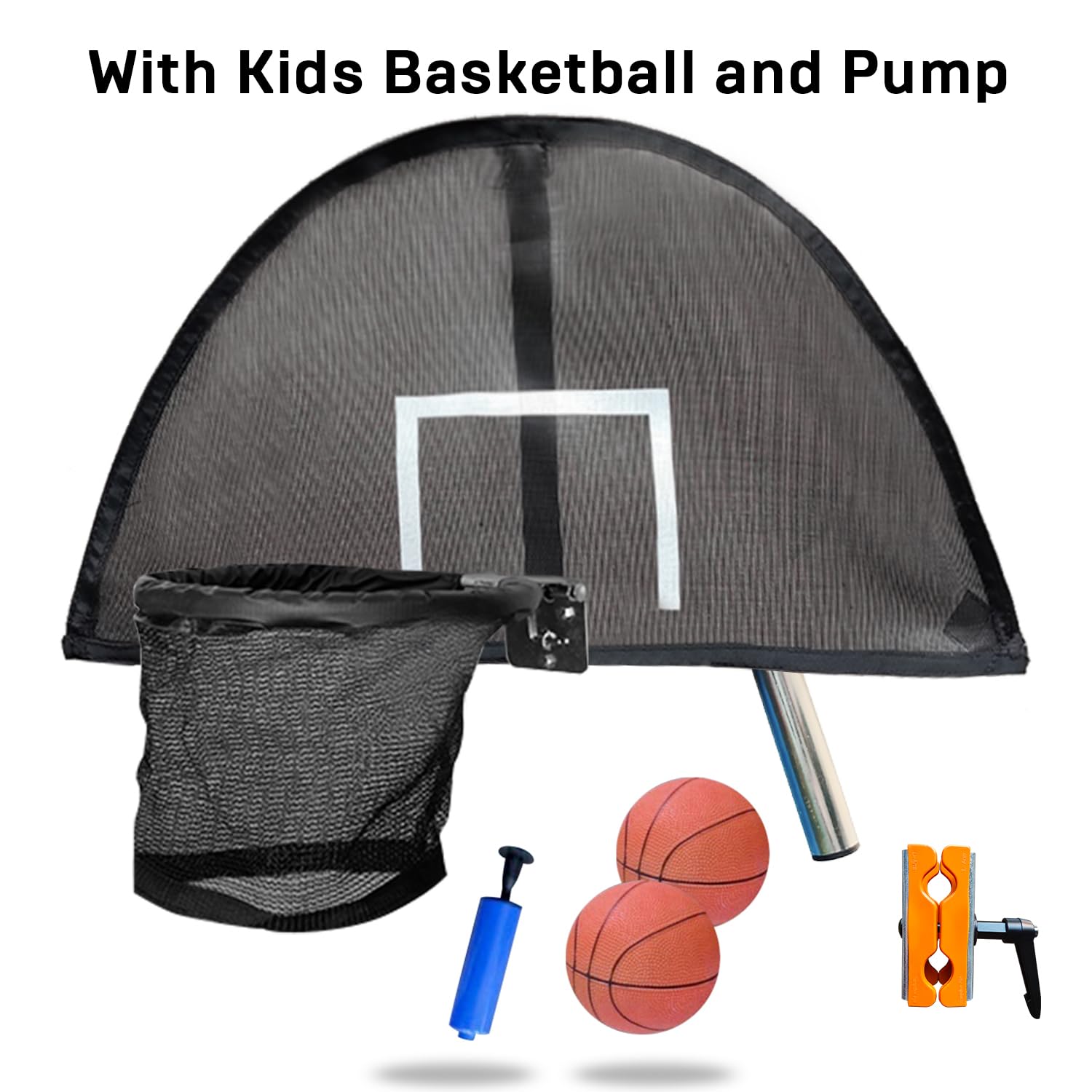 Trampoline Basketball Hoop, Lightweight Universal Board With 2 Pcs Mini Basketball And Pump, Easy To Assemble Fit For Curved Pol
