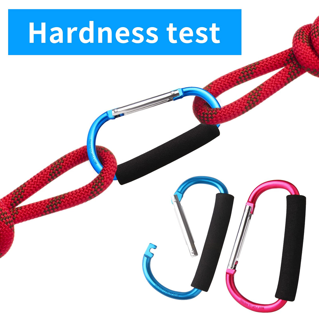 Sansheng 4 Pack Large Carabiner - 5.5'' D-Style Click And Carry Bag Carrier Stroller Hooks(Light Blue And Rose Red)