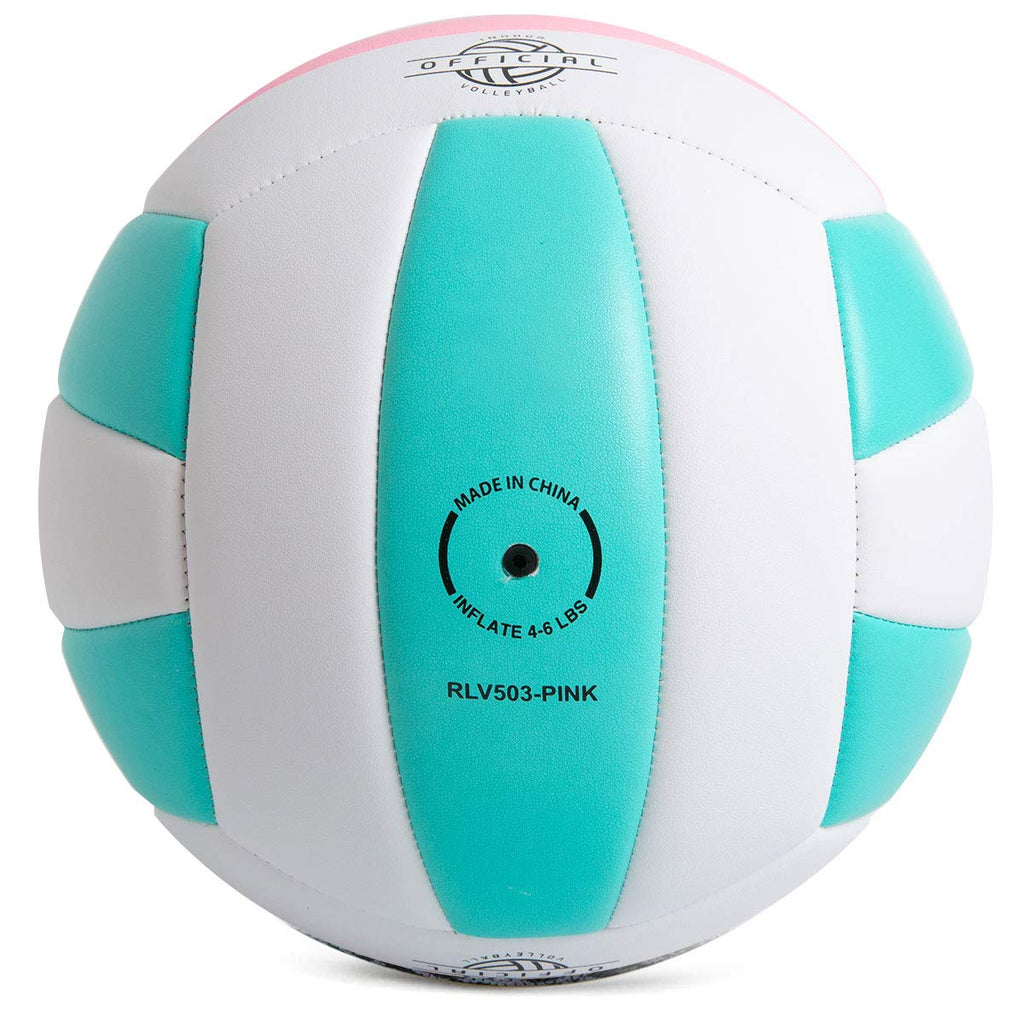 Runleaps Soft Indoor Volleyball Waterproof Volleyball Light Touch Recreational Ball For Pool Gym Indoor Outdoor (Pink/Light Blue