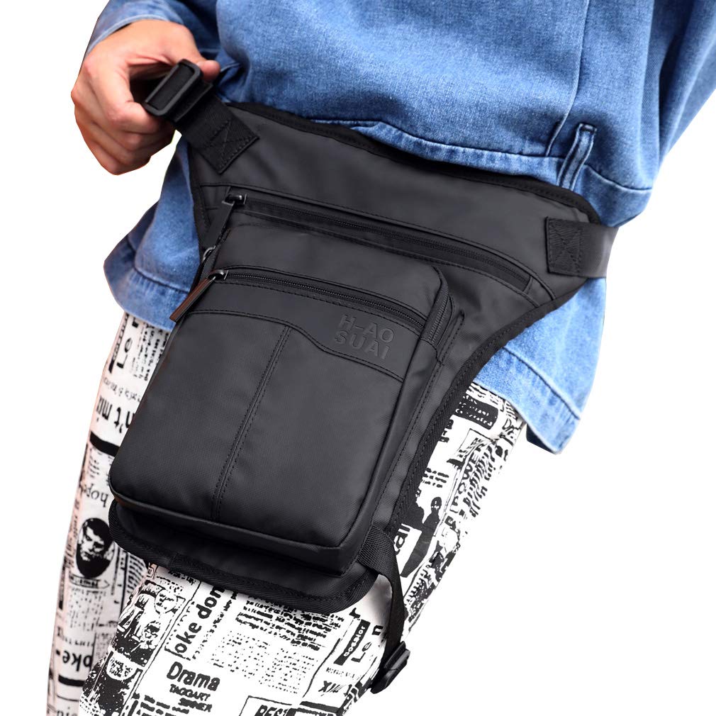 Motorcycle Drop Leg Bag Nylon Waist Pack For Men Women Crossbody Shoulder Fanny Bag Bike Riding Cycling Travel Outdoor Sports Hu