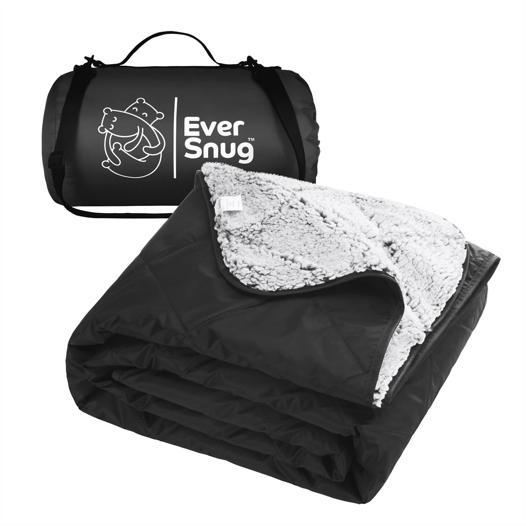 Eversnug Sherpa Waterproof Camping Blanket - Extra Thick And Warm, Large Sherpa Fleece Outdoor Blanket For Camping, Picnics, Bea