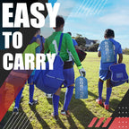 Runbow 6X4 Ft Portable Kids Soccer Goal For Backyard Practice Soccer Net With Carry Bag Set Of 2 (6X4 Ft, Blue-Red, 2 Pack)
