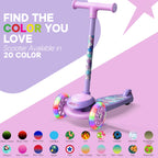 3 Wheel Scooter for Kids, Smooth Light Up LED Front Wheels, Wide Anti Slip Deck, Rear Foot Brake, Easy Lean to Steer Maneuvering