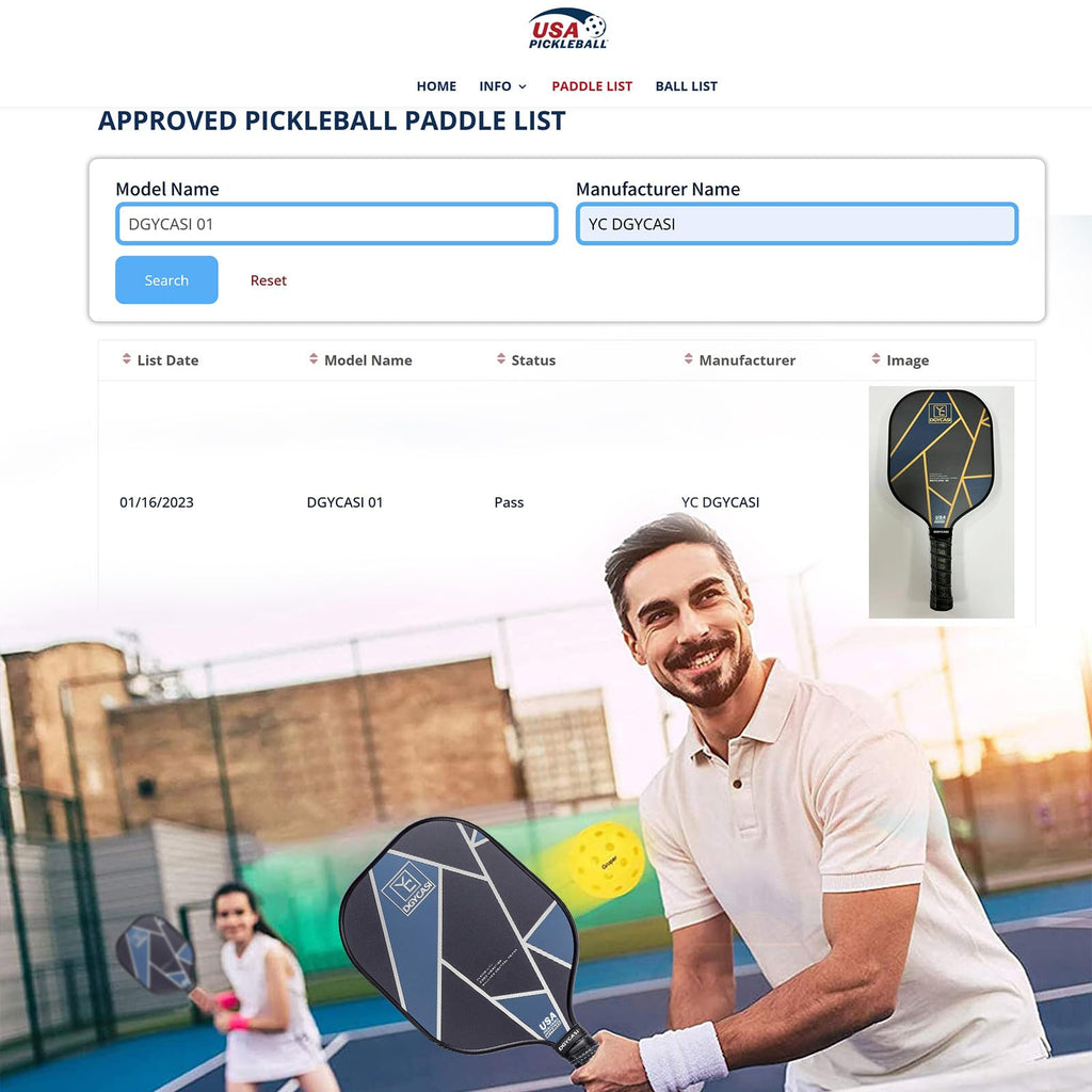 Yc Dgycasi Graphite Pickleball Paddles Set Of 2, 2023 Usapa Approved, Carbon Fiber Surface (Chs), Polypropylene Honeycomb Core,