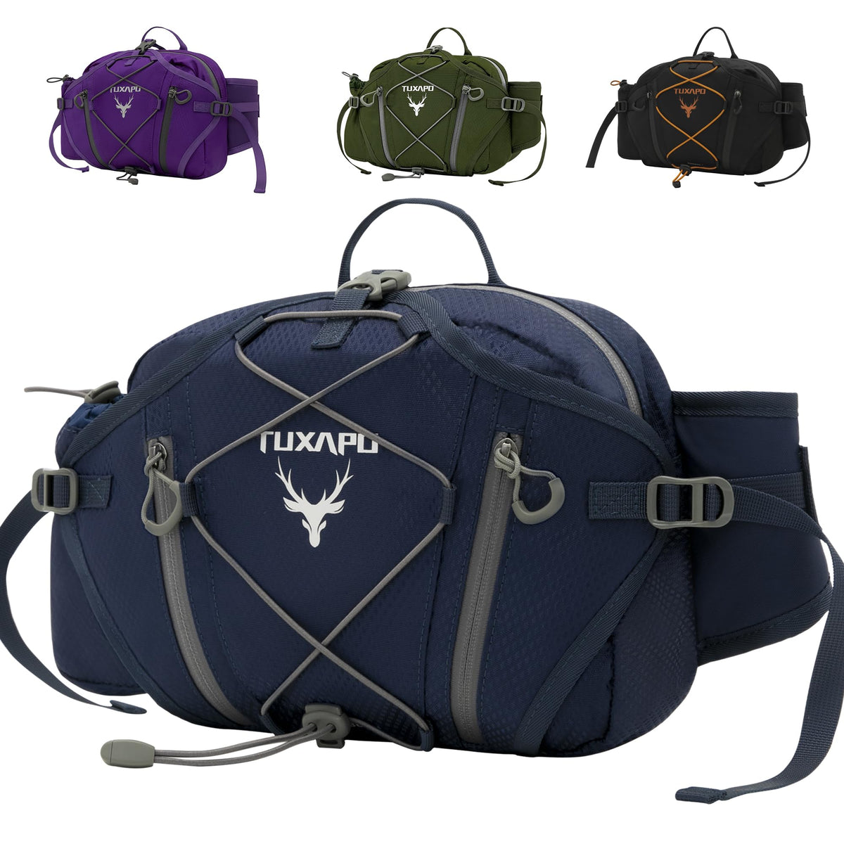 Tuxapo Fanny Pack for Men Waist Bags Running Packs Outdoor Belt Bag for Cycling Hiking Travel Festival Gifts, Blue, Large