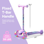 3 Wheel Scooter for Kids, Smooth Light Up LED Front Wheels, Wide Anti Slip Deck, Rear Foot Brake, Easy Lean to Steer Maneuvering