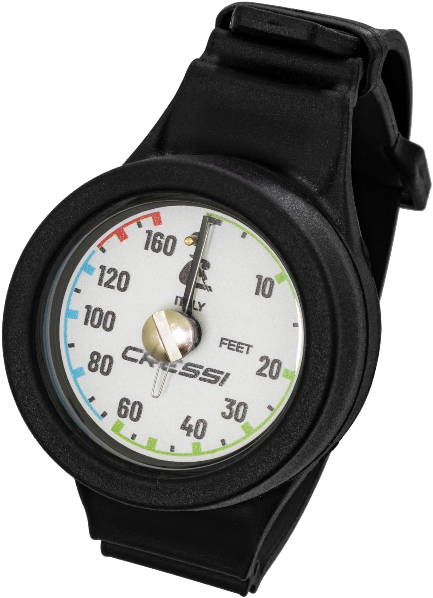 Cressi Analogic Wrist Depth Gauge for Scuba Diving, Freediving - Imperial, White Dial - Made in Italy