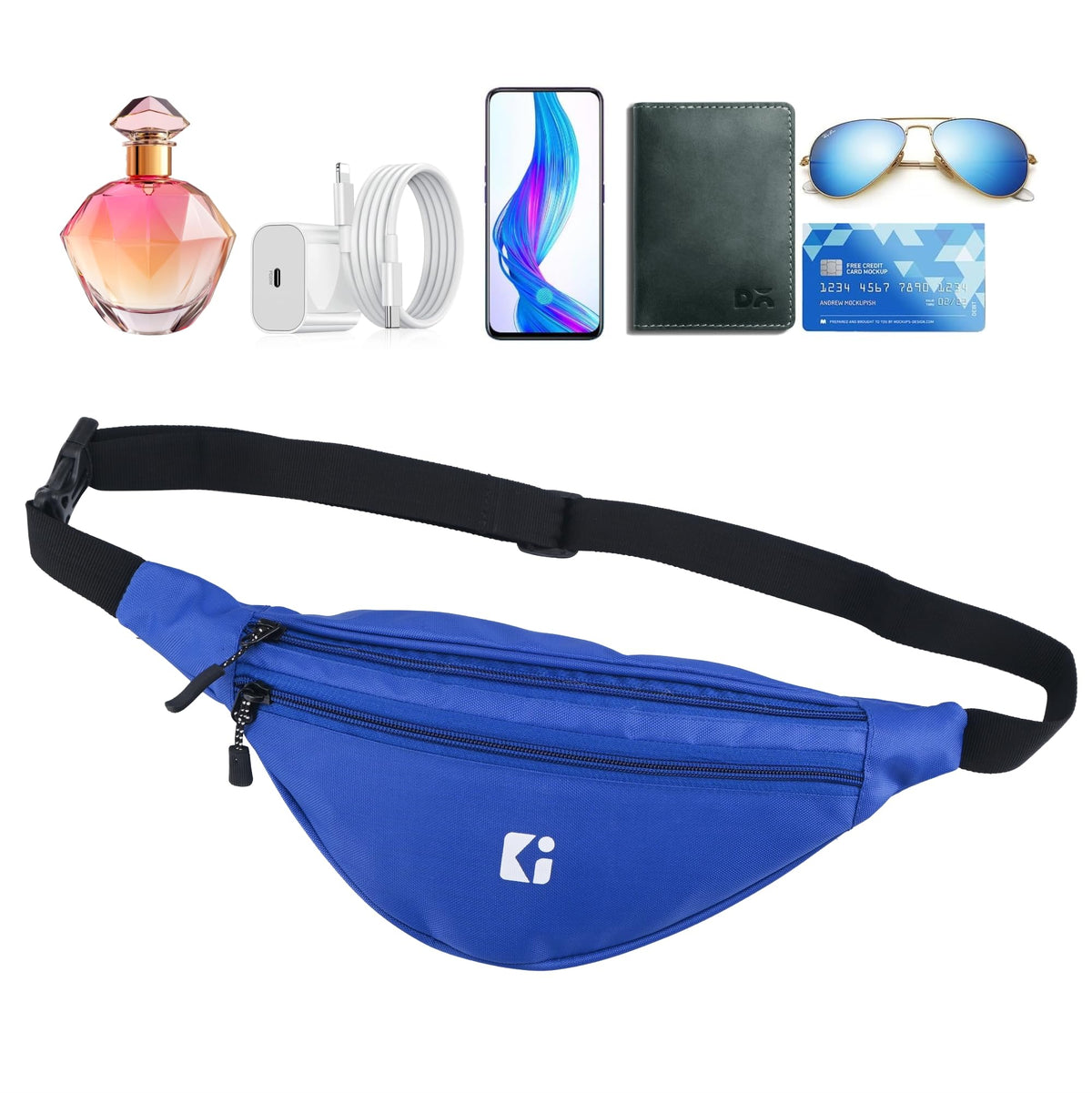 Heart Home Nylon Waist Bag With Zip & Adjustable Strap | Fanny Pack For Hiking, Travel, Camping, Running And Sports| Hip Pouch A
