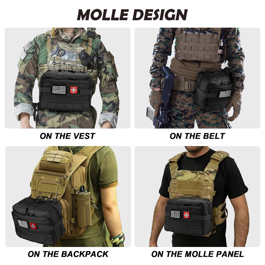 Jueachy First Aid Pouch: Molle Tactical Medical Ifak Pouch - Large Capacity - Black
