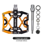 Mzyrh Mountain Bike Pedals, Ultra Strong Colorful Cnc Machined 9/16'' Cycling Sealed 3 Bearing Pedals (Black Black Glod 3 Bearin
