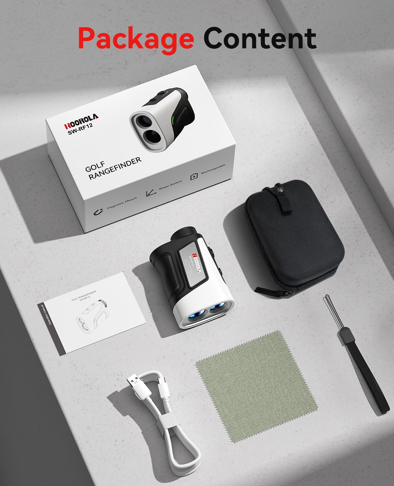 Hoorola Range Finder Golf, 1200 Yards Rangefinder with Slope, Magnetic Stripe, 7X Magnification, IP54 Water Resistant, Rechargea
