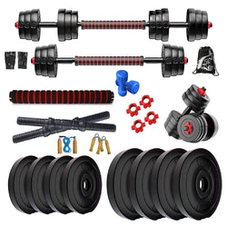 Bodyfit Adjustable Dumbbell Set Combo Kit, Gym Set Strength Training Set With Weight Plates. (10Kg Gym Set)