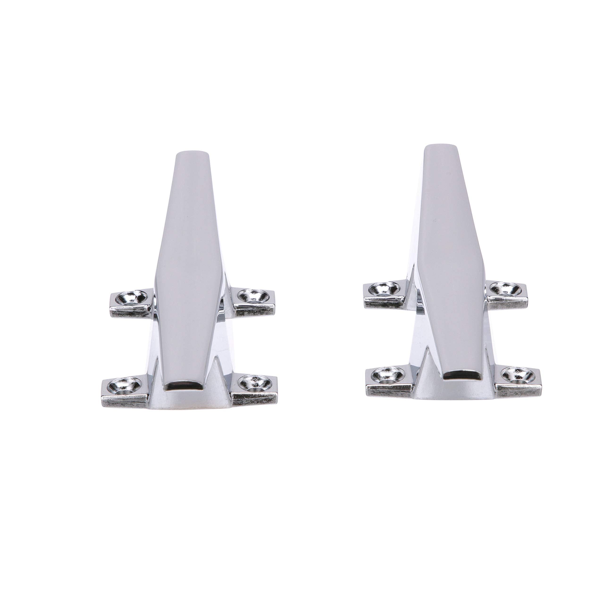 Attwood 6245-6 Chrome-Plated Zinc Cleats, 6 Inches Long, 2 3/32 Inches Wide, Install With 4 Included #10 Fasteners