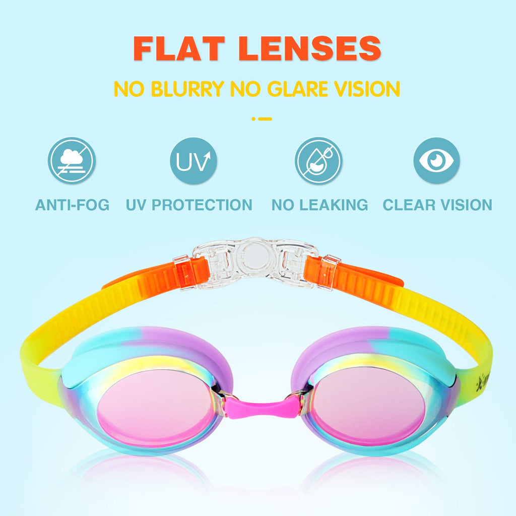 Kids Swim Goggles Swimming Goggles For Toddler Children Girls Boys Youth, Anti-Fog Waterproof Uv Protection Clear Vision Mirror