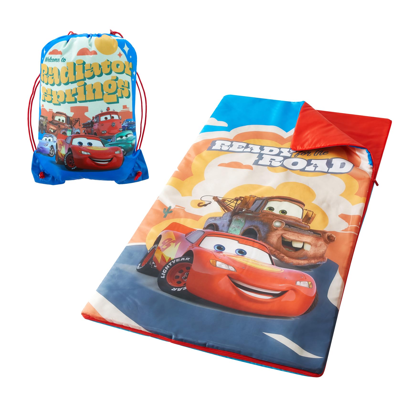 Disney Cars Sling Bag Slumber Set,Portable Sleeping Bag with Carry Bag for Kids, Ages 3+