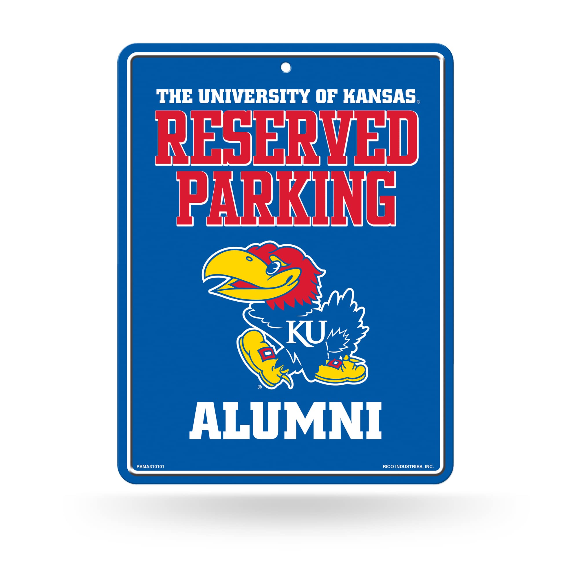 Rico Industries NCAA Kansas Jayhawks Metal Parking Sign 8.5 x 11 - Great for Man Cave, Bed Room, Office, Home D  cor