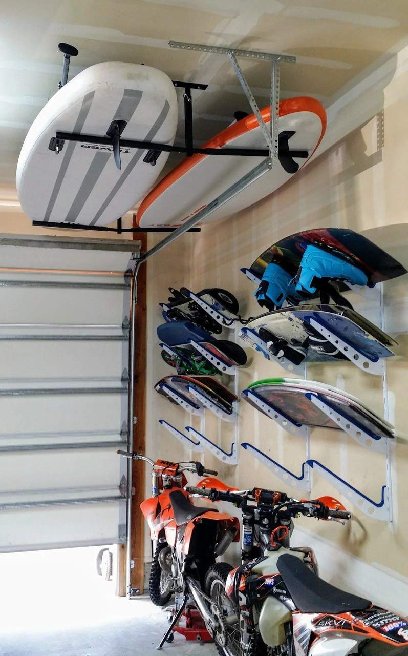 Storeyourboard Wakeboard Wall Storage Rack, Metal Adjustable 4 Wakeboard And Wakesurf Mount