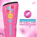 Vizari Blossom Kids Soccer Shin Guards For Girls - Pink/Blue, Xs | Dual-Layered Protection & Ventilated Football Shin Pads With