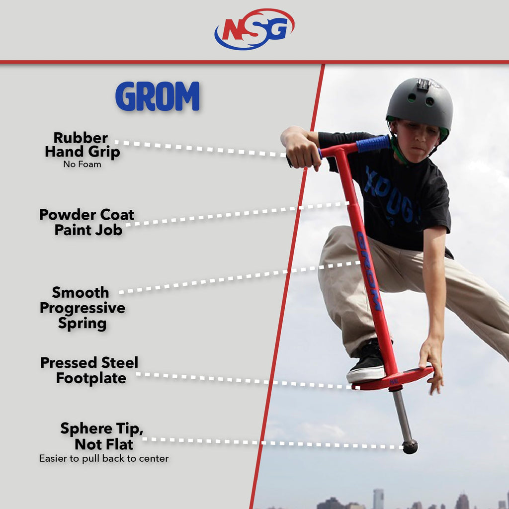 Nsg Grom Performance Pogo Stick - Ages 5-9 - 40-90 Pounds (Green)