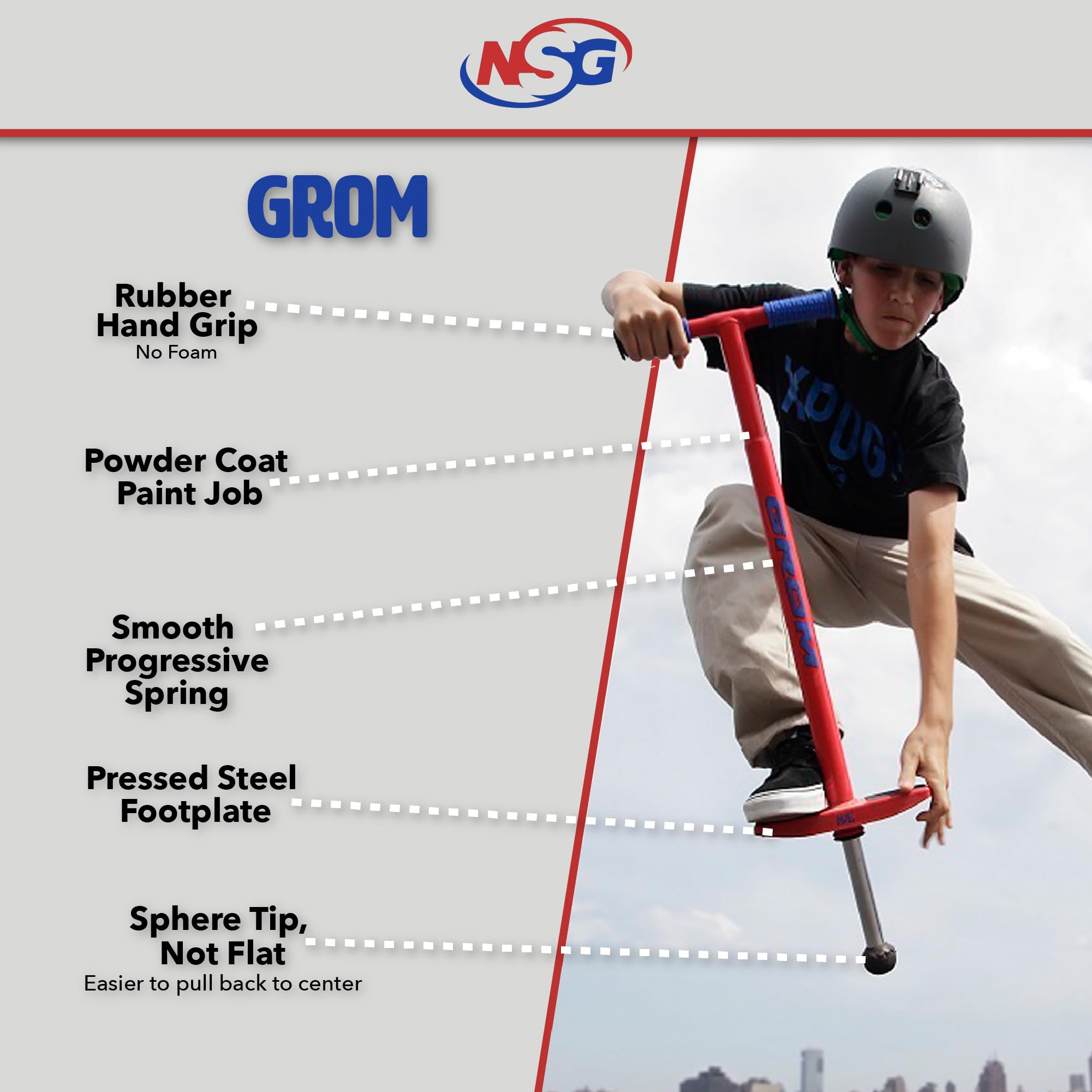 Nsg Grom Performance Pogo Stick - Ages 5-9 - 40-90 Pounds (Green)