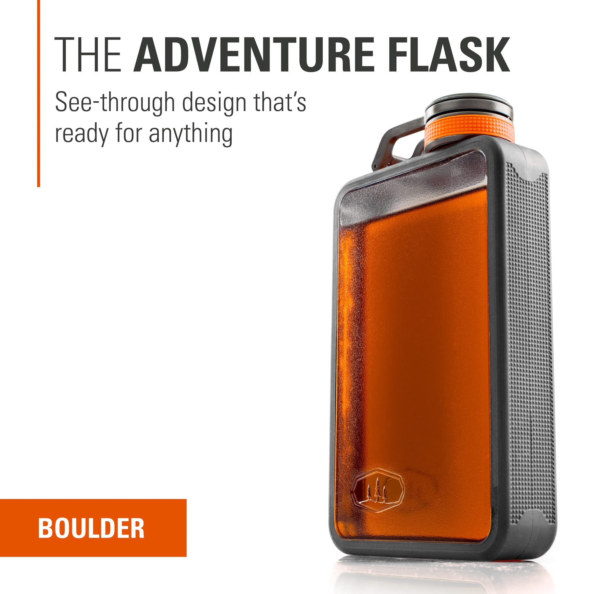 Gsi Outdoors Boulder Flask- Rugged And Shatter-Resistant, Outdoor Hip Flask Non Metal, Graphite, 10 Fluid Ounces